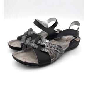 Flexus Alvina Hook & Loop Sandals Open Toe Women's Black Multi Sz US10.5-11 EU42